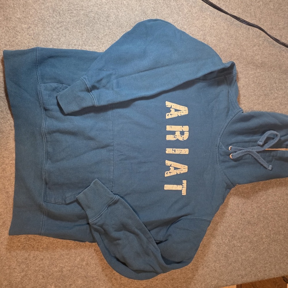 blue Ariat Spell Out Logo Hoodie Small U1